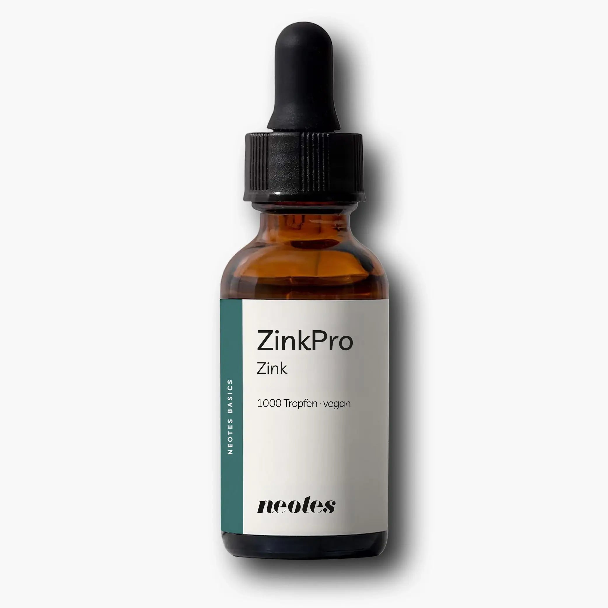 Zink Tropfen von neotes in Braunglaspipettenflasche mit beigem Etikett