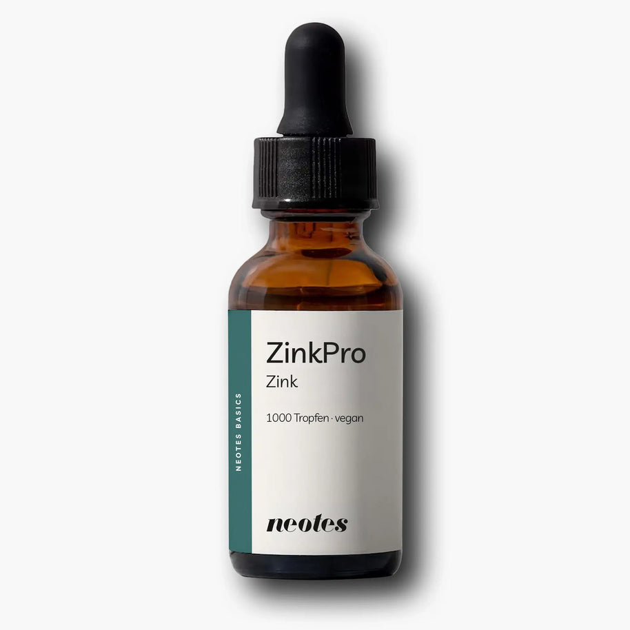 Zink Tropfen von neotes in Braunglaspipettenflasche mit beigem Etikett