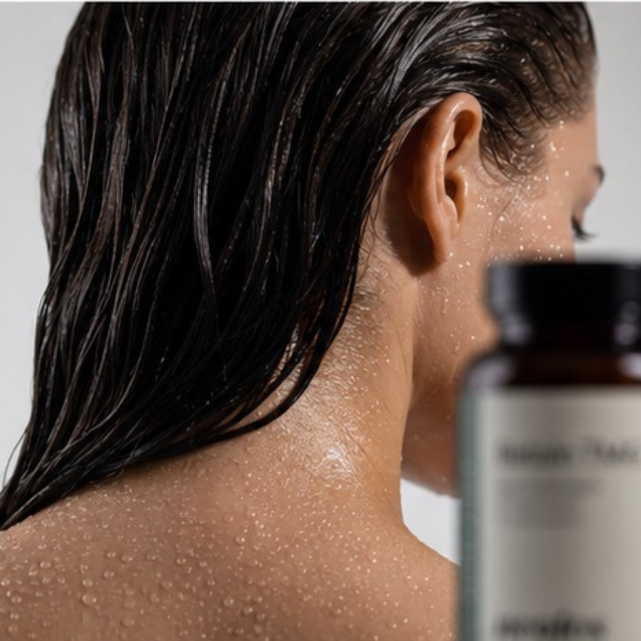 Lifestyle-Aufnahme zu Betain TMG mit Fokus auf Haare und Haut im natürlichen Licht