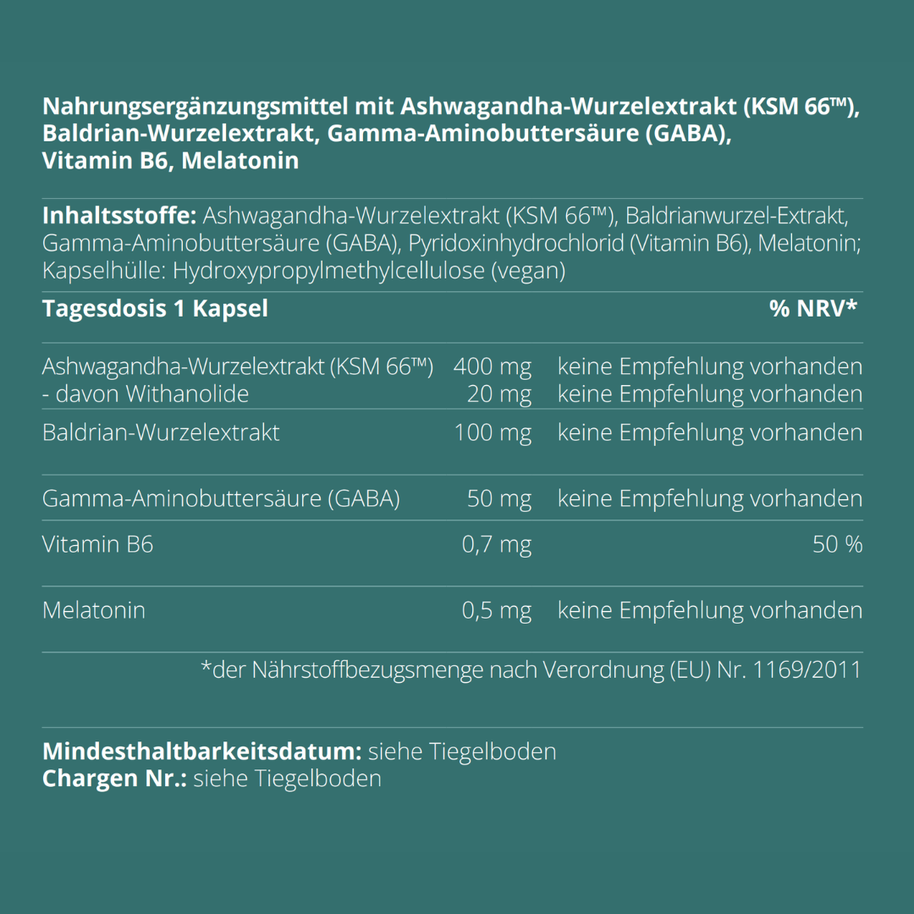 RestPeak® Kapseln von neotes mit Inhaltsstoff-Hinweis zu GABA und Baldrian auf dem Etikett