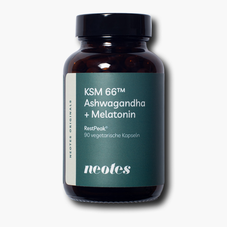 RestPeak® Kapseln von neotes in weißer Dose als Produktfoto auf hellem Hintergrund