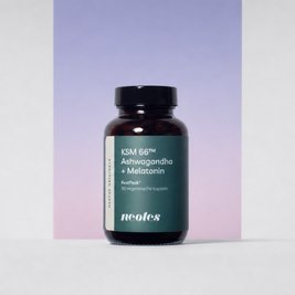 RestPeak® Kapseln von neotes als Packshot mit Tiegel auf sanftem Farbverlauf