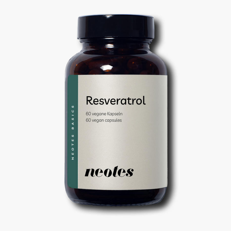 Resveratrol Kapseln von neotes in brauner Glasflasche von vorn
